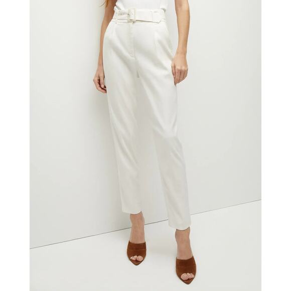 VERONICA BEARD Sofia Stretch-Linen Pant in White - Picture 1 of 15